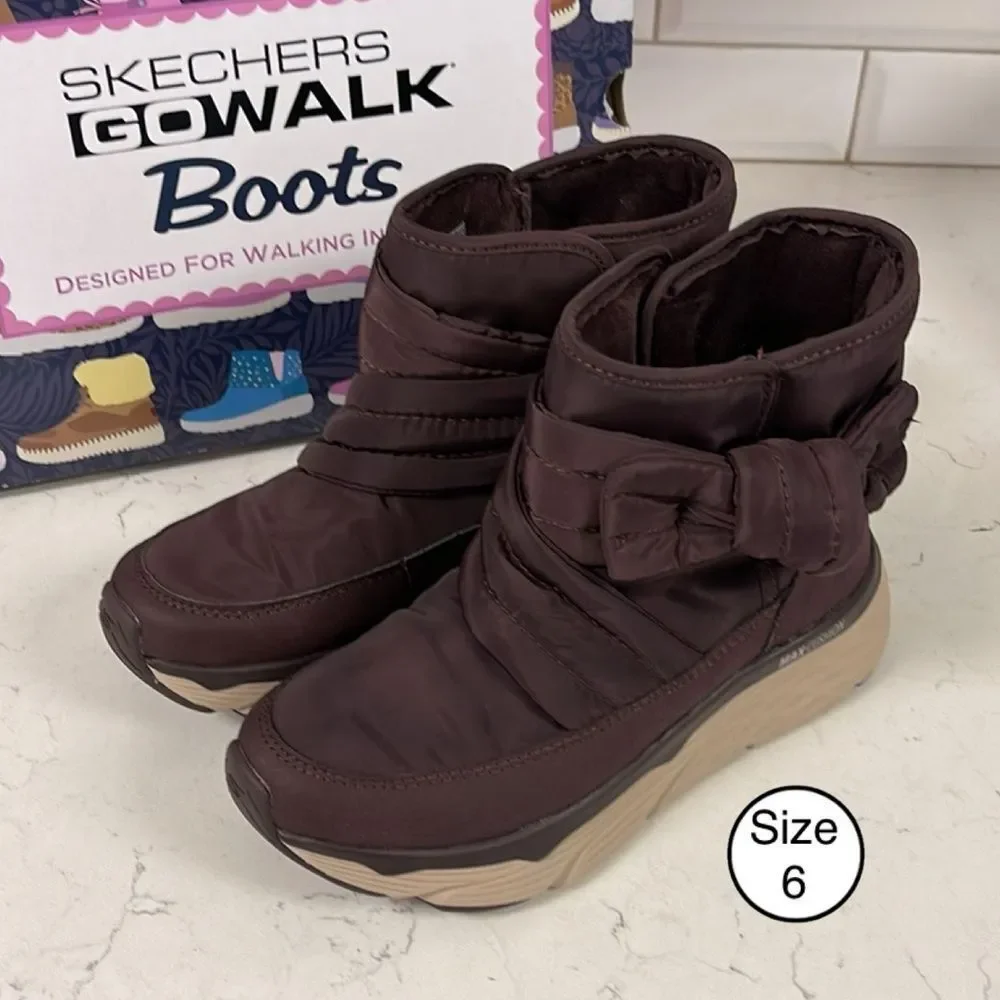 Sketchers Go Walk Max Cushioning Finesse Boot, Burgundy Women’s Size 6